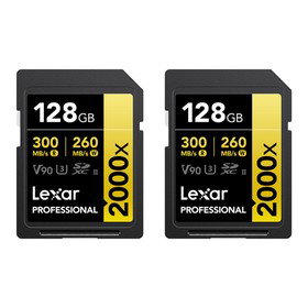 Lexar GOLD Series Professional 2000x UHS-II SDXC Memory 128GB 2-Pack Card