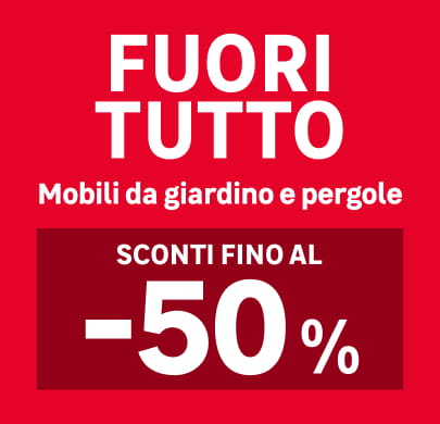 FUORI TUTTO. Mobili da giardino e pergole. Sconti fino al -50%