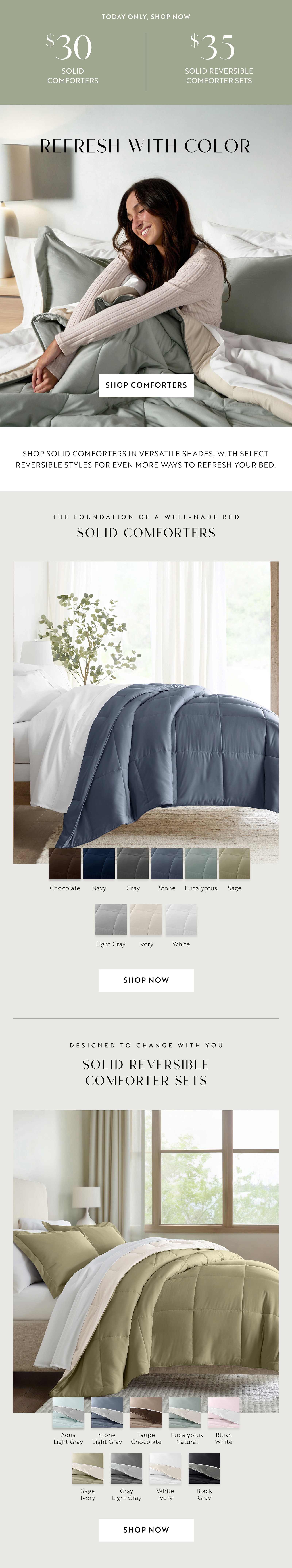 $30 Solid Comforters | $35 Solid Reversible Comforter Sets - Shop Now