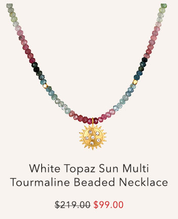 White Topaz Sun Multi Tourmaline Beaded Necklace