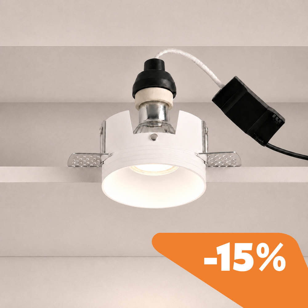 Junaro Bronzo, trimless in the ceiling, with visible overall configuration and discount percentage
