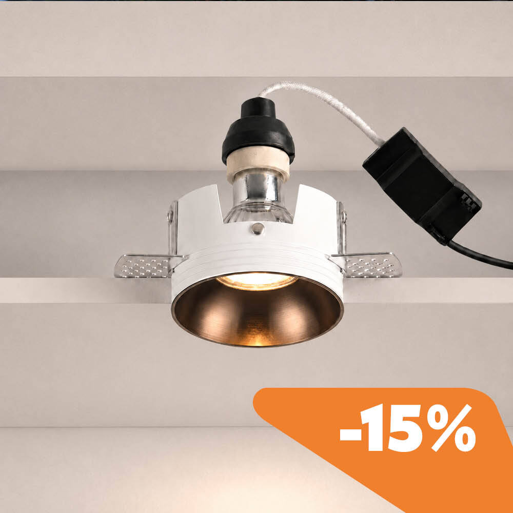 Junaro Bronzo trimless ceiling-mounted, showing the complete configuration with the discount percentage