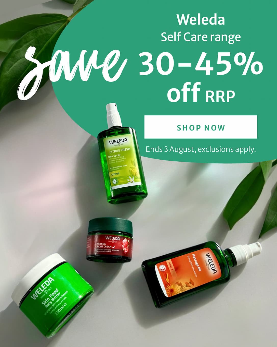 Save 30-45% off RRP on Weleda Self Care range