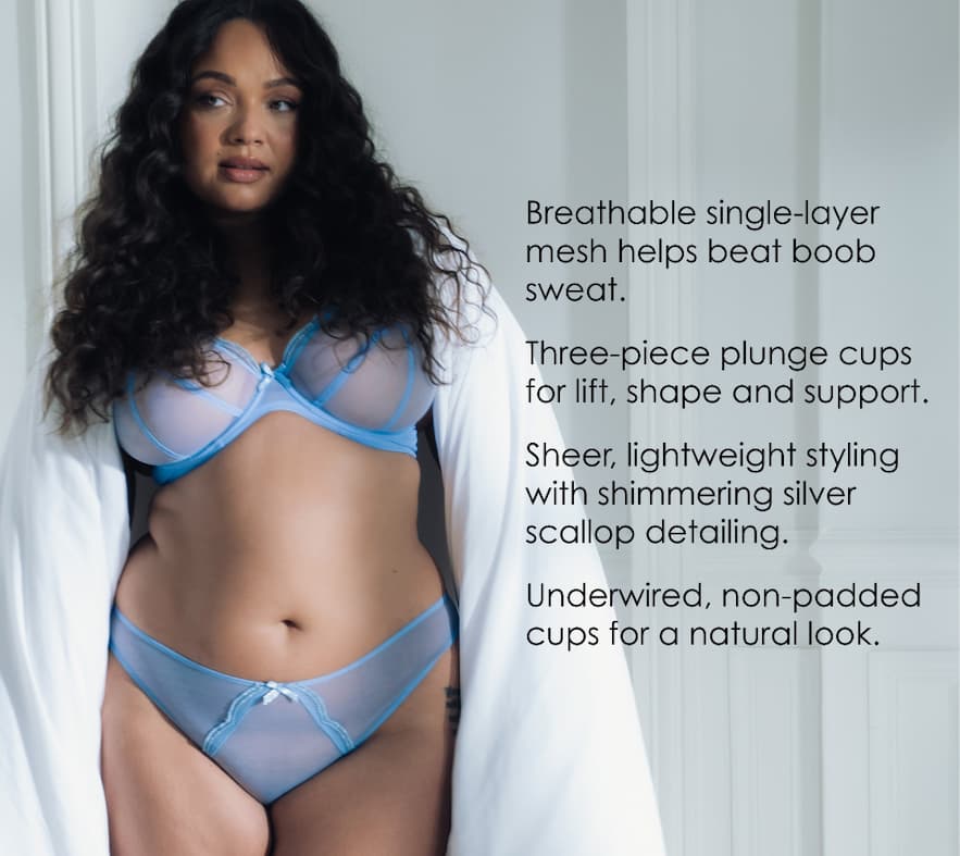 Lightstyle Scallop Plunge Bra Light Blue/Silver