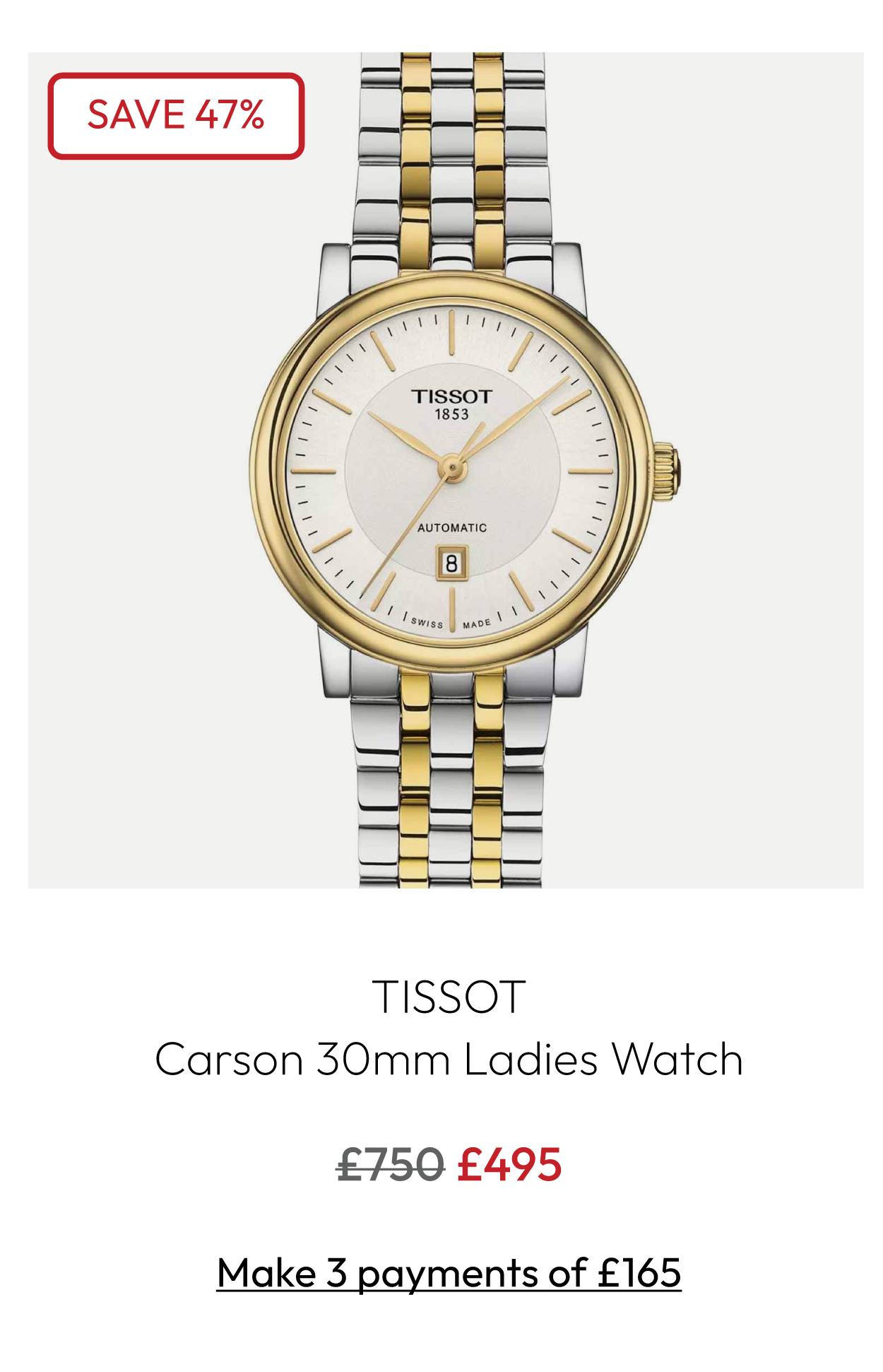 Tissot Carson 30mm Ladies Watch T1222072203100