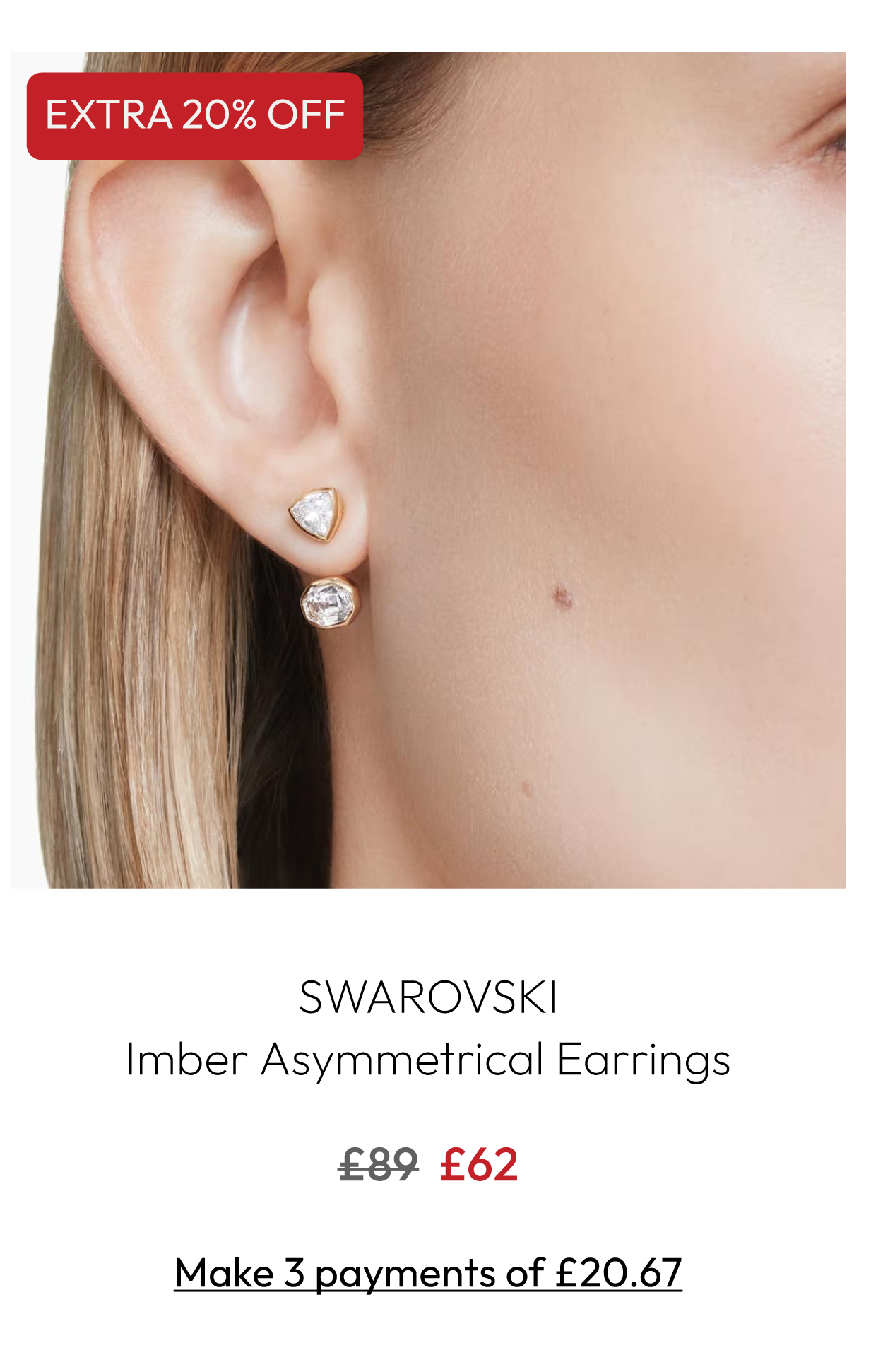 Swarovski Imber Asymmetrical Mixed Cut Gold Tone Plated Drop Earrings 5705461