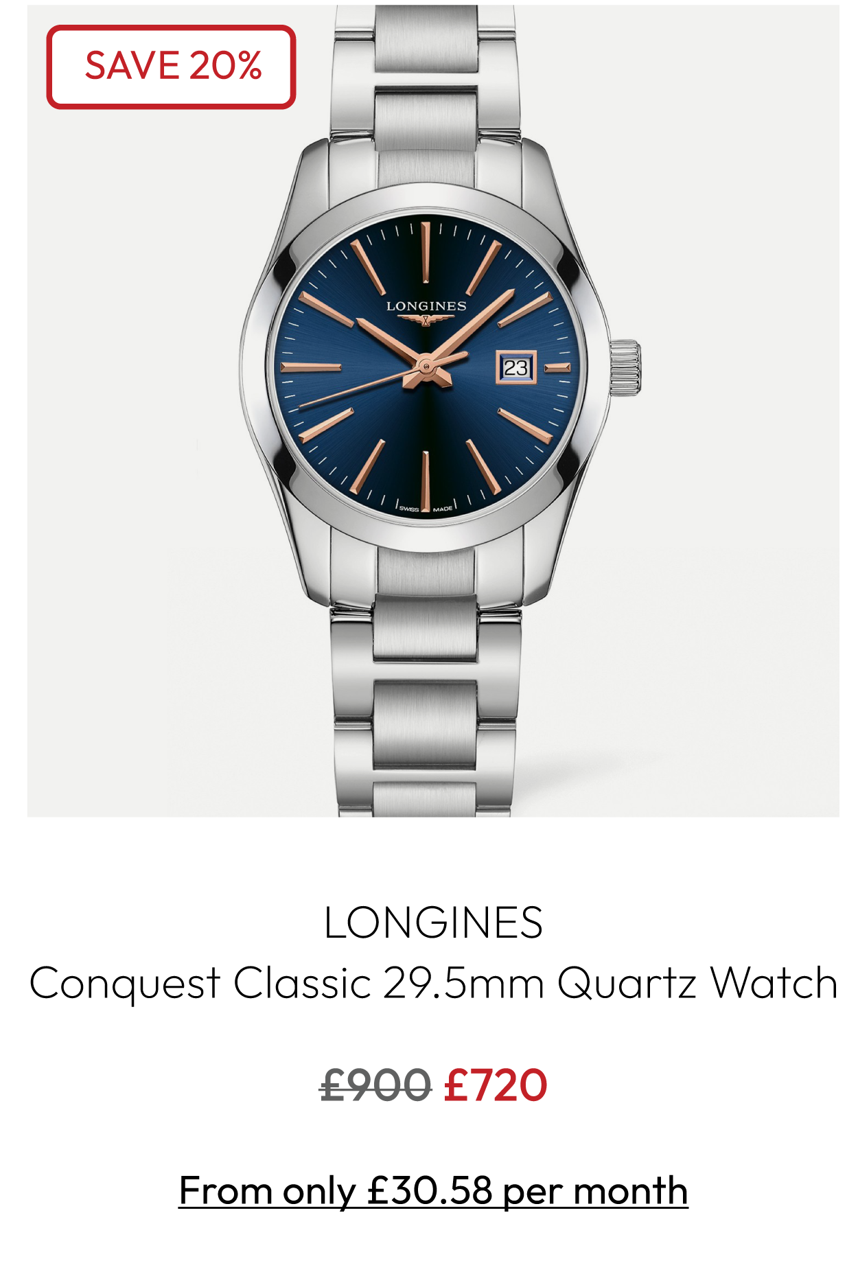 Longines Conquest Classic 29.5mm Quartz Ladies Watch L22864926
