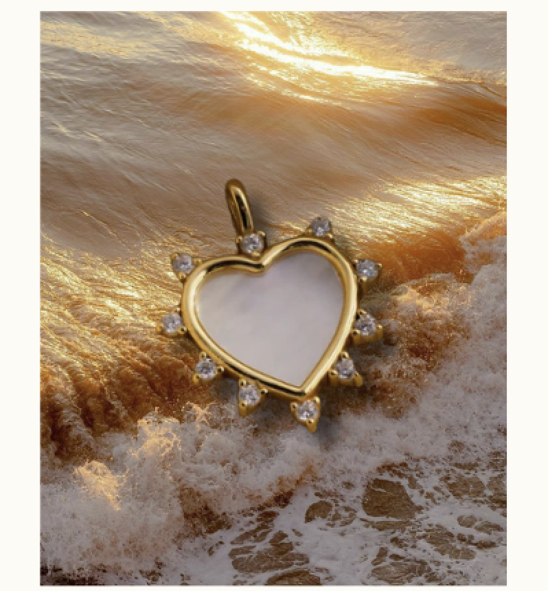 Pave Pearl Heart Charm