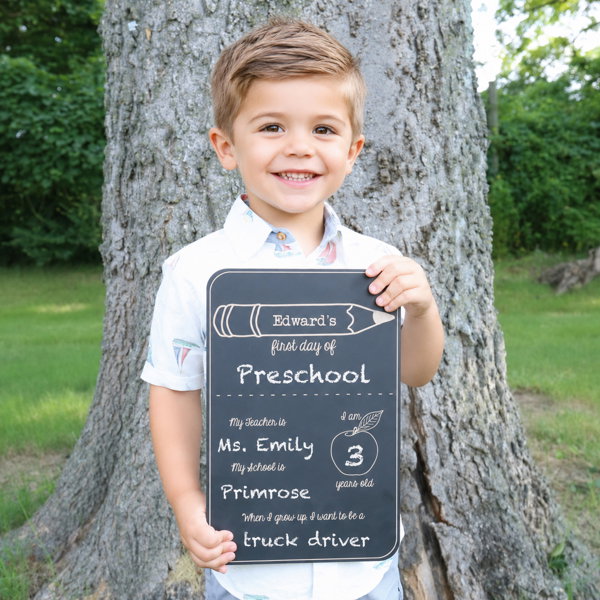 Personalized First Day of School Chalkboard Sign, Reusable 8x12 Back to School Photo Prop with Custom Name, First & Last Day Keepsake for Kids