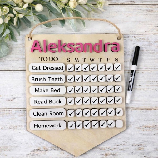 Personalized Kids Chore Chart, Custom Children’s Routine & Responsibility Chart