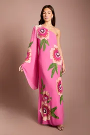 Coast Muse One Shoulder Floral Embellished Maxi Dress