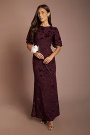 Devore Mesh Angel Sleeve Bridesmaid Dress