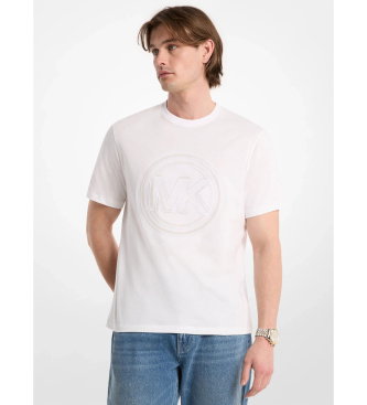 Camiseta de punto liso de algodón con adorno de logotipo blanco