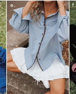 Mila Button Up Shirt - Blue/Brown Stripe
