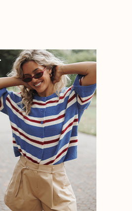 Lilith Knit Top - Blue Stripe
