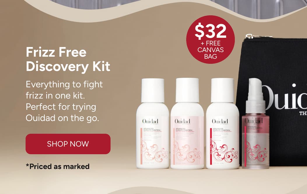 Frizz Free Discovery Kit  Everything to fight frizz in one kit. Perfect for trying Ouidad on the go. - Shop Now