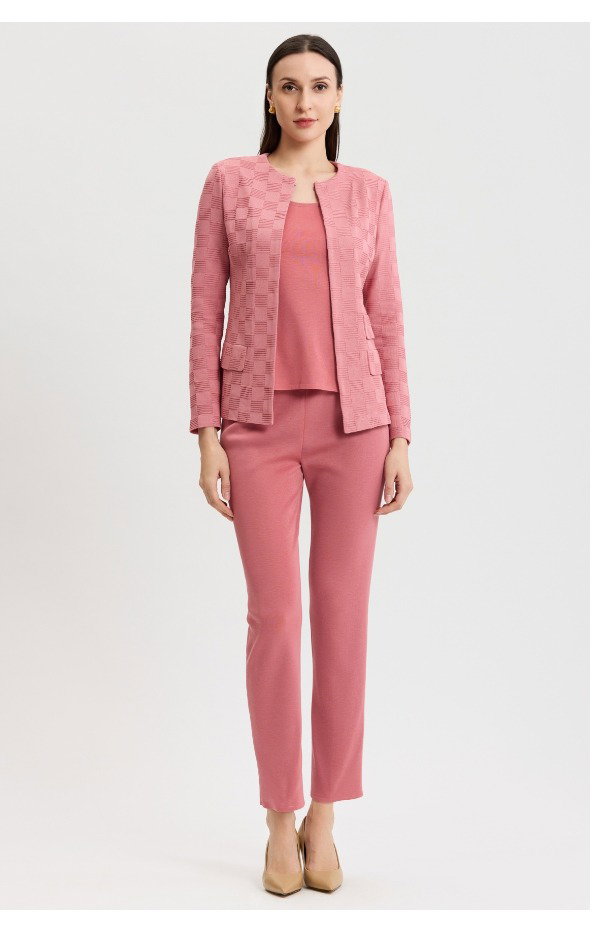 Tailored Tonal Checkered Knit Jacket
