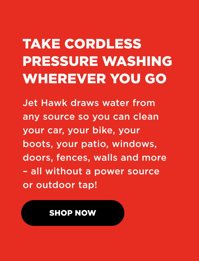 Jet Hawk Cordless Portable Pressure Washer - SAVE 12%