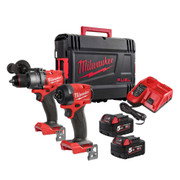 Milwaukee M18 FPP2A3-502X 2 Piece 18V FUEL Brushless Power Tool Kit, 2x 5.0Ah Batteries, Charger & Case