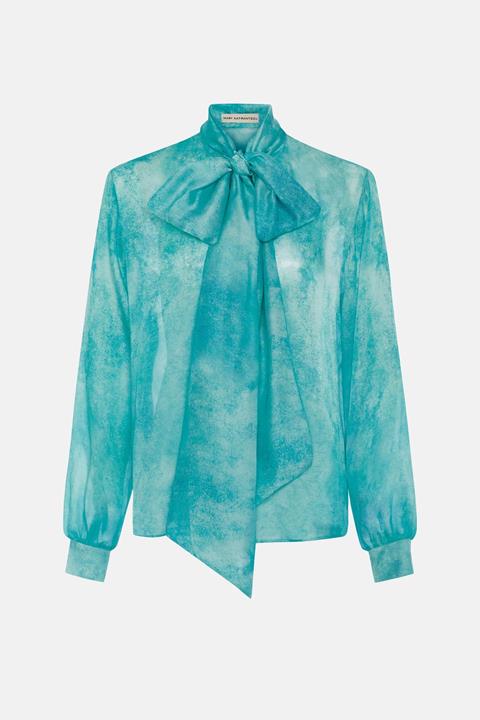 Ines Blouse Cyan Block