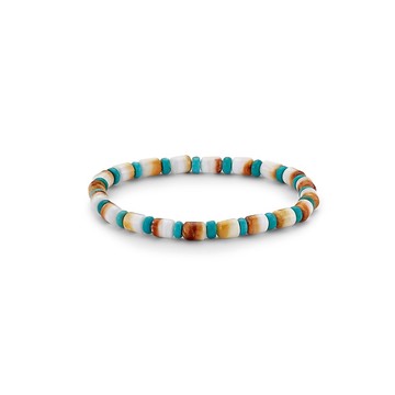 Silver Treasures by Samuel B. Orange Spiny Oyster Shell and Turquoise Stretch Bracelet