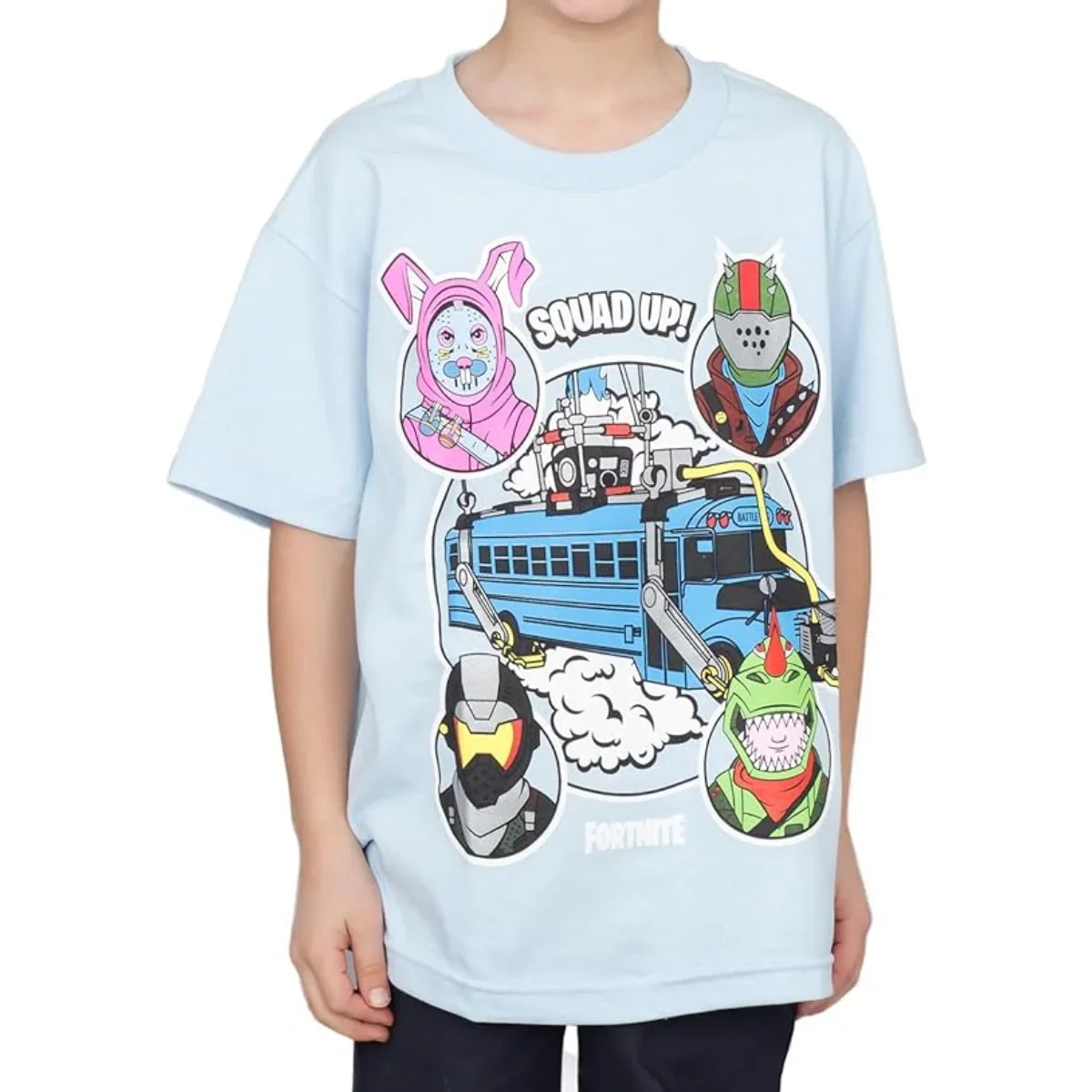 Image of Fortnite Bus Crew Light Blue Youth T-shirt