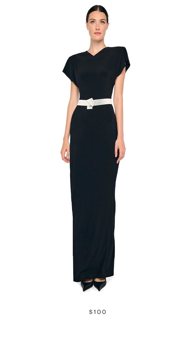 CAP SLEEVE SHOULDER PAD LONG DRESS