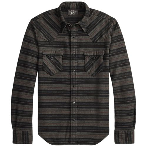 RRL by Ralph Lauren Slim Fit Plaid Twill Western Shirt - Navy