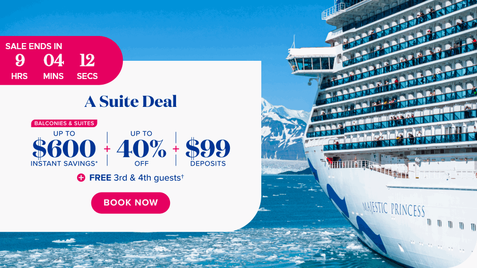 A suite deal. Balconies & suites up to $600 instant savings plus up to 40% off plus $99 deposits plus free 3rd and 4th guests. Book now.
