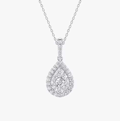 Platinum 0.50ct Diamond Pear Shaped Cluster Pendant