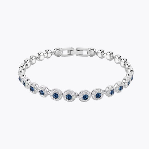 Swarovski Una Angelic Silver Tone & Blue Crystal Pavé Adjustable Bracelet