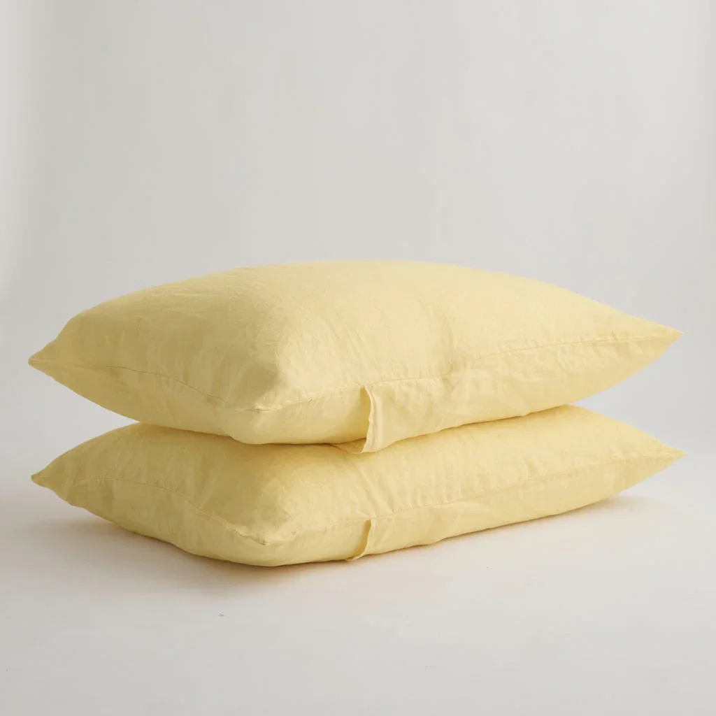 French Flax Linen Pillowcase Set in Daisy