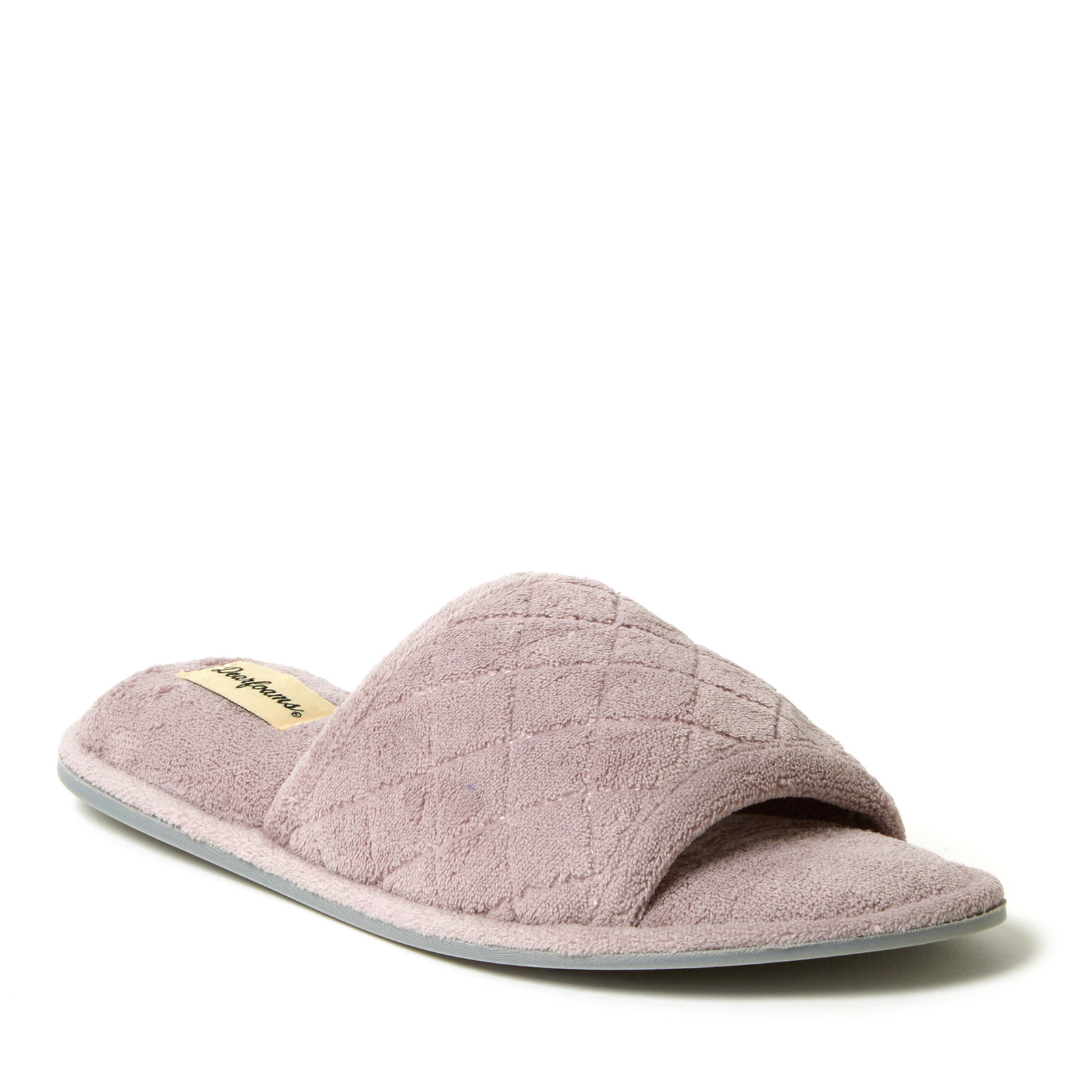 Image of Dearfoams Women's Beatrice Microfiber Terry Slide with Quilted Vamp, Frosted Plum