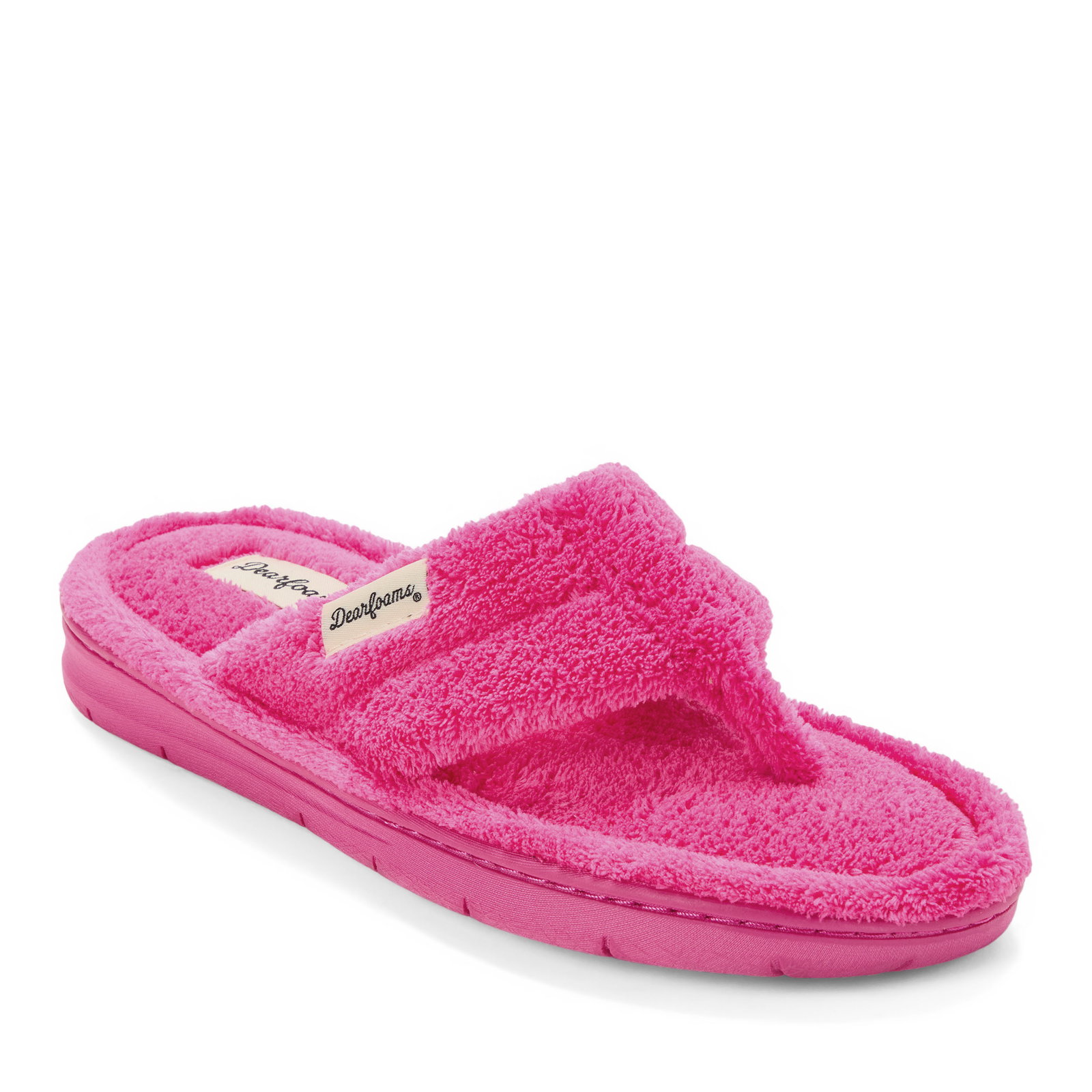 Image of Dearfoams Women's Wrenley Terry Thong, Paradise Pink