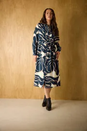 Abstract Print Midi Shirt Dress