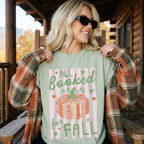 All Booked for Fall Shirt, Bookish Fall Tshirt, Pumpkin Books Shirt, Cozy Reading Shirt, Cozy Readers Tshirt, Autumn Vibes