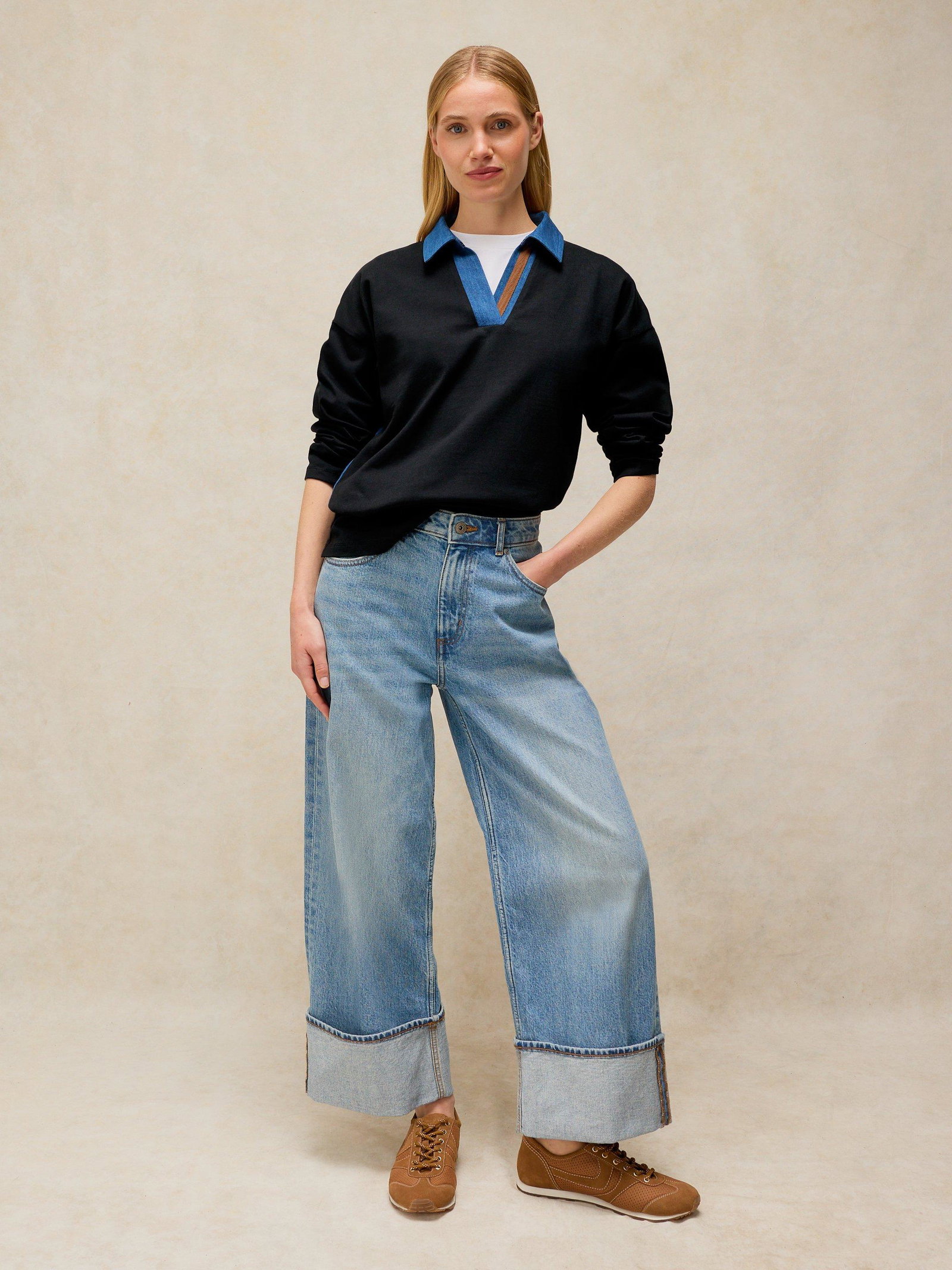 Shop Denim Mix Rugby Top