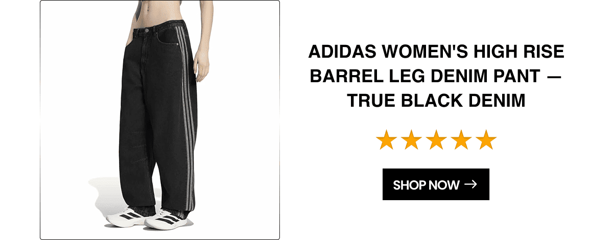 adidas Womens High Rise Barrel Leg Denim Pant - True Black Denim
