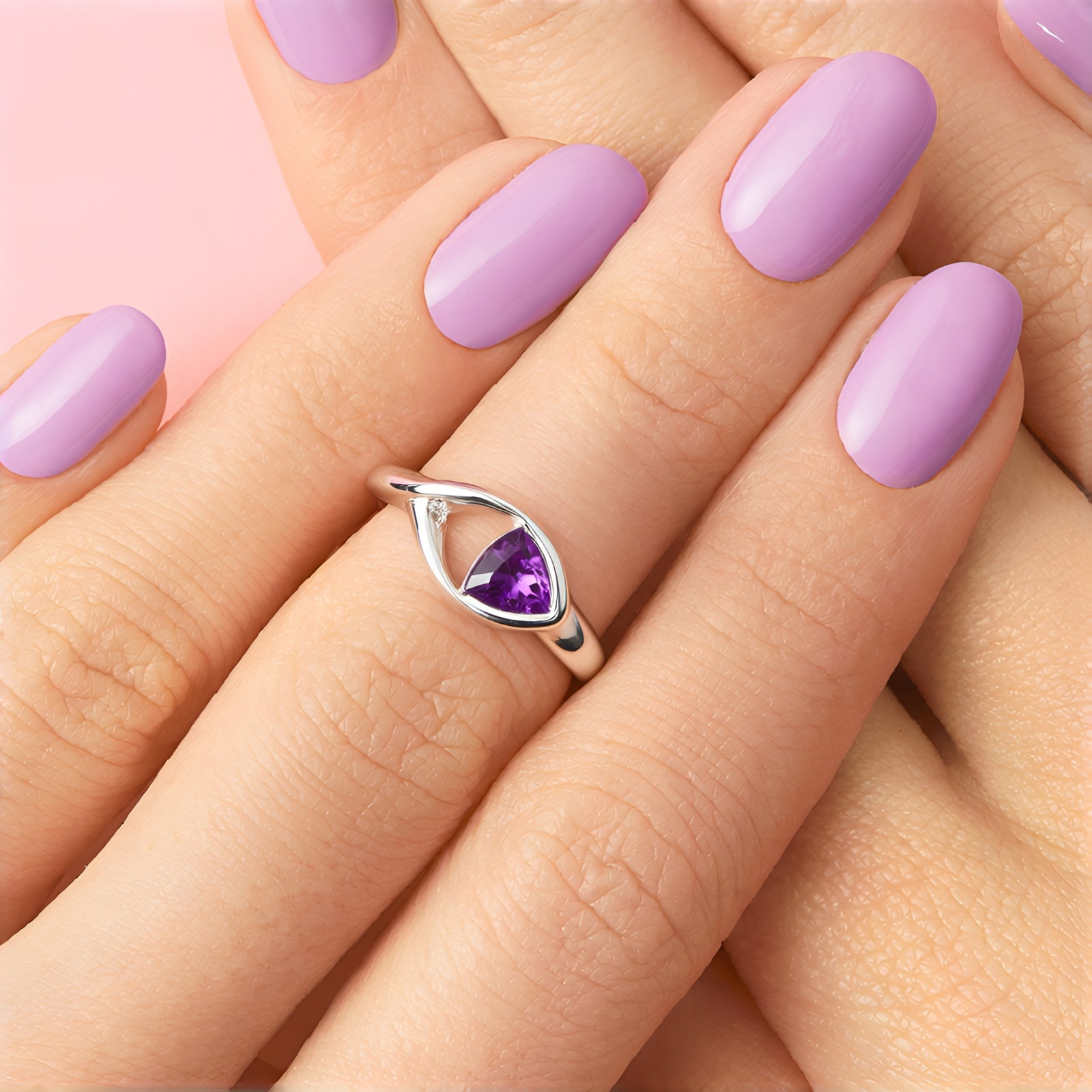 Zilveren Ring met Roségouden Plating en Witte Cambodjaanse Zirkonen – 0,16 ct Geometrisch