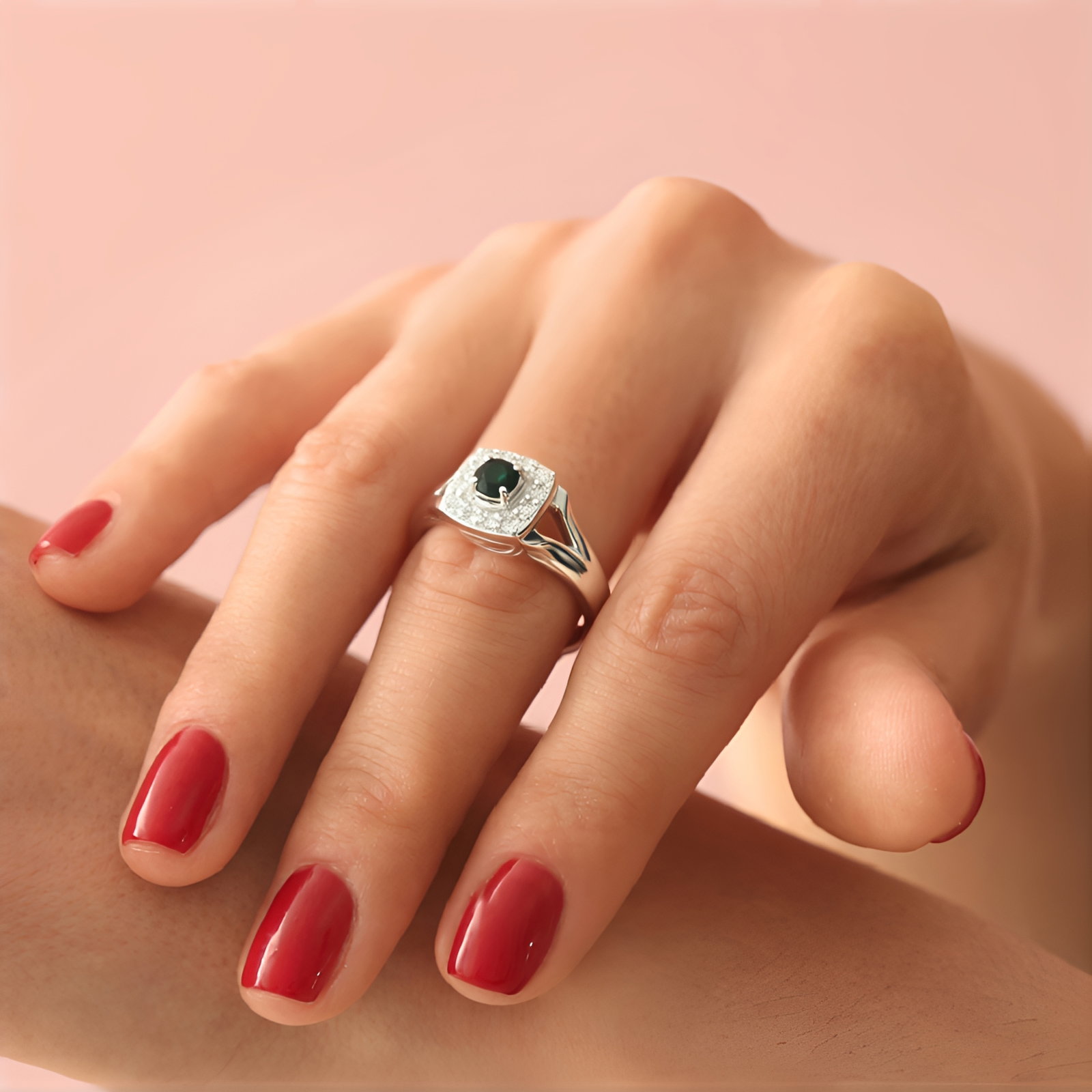 Zilveren Ring met Roségouden Plating en Witte Cambodjaanse Zirkonen – 0,16 ct Geometrisch