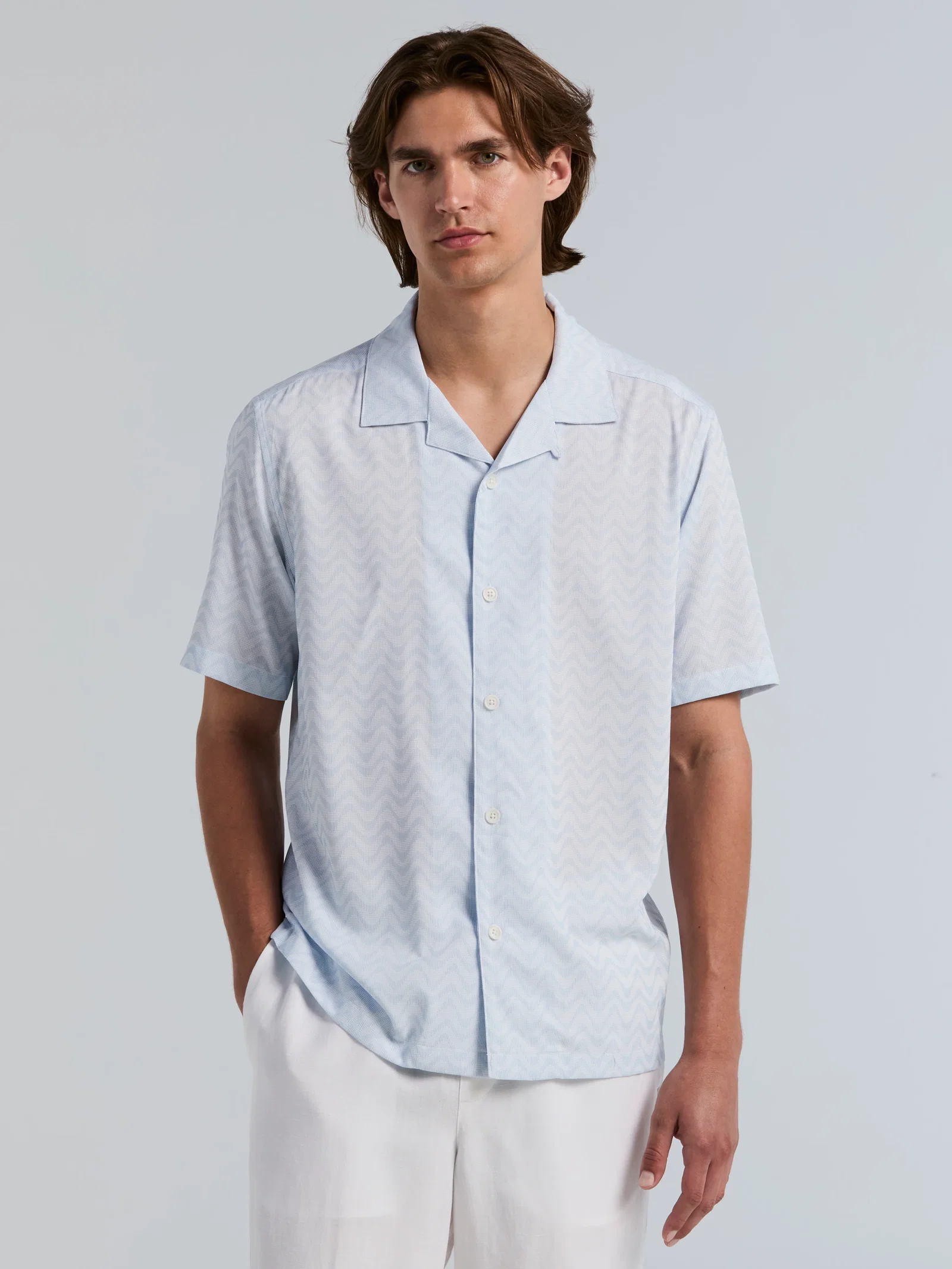 Textured Dobby Camp Collar Shirt Textured Dobby Camp Collar Shirt