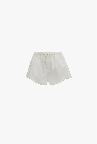 Embroidered Short In White