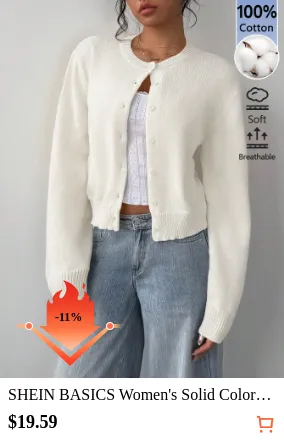 SHEIN BASICS Women s Solid Color...