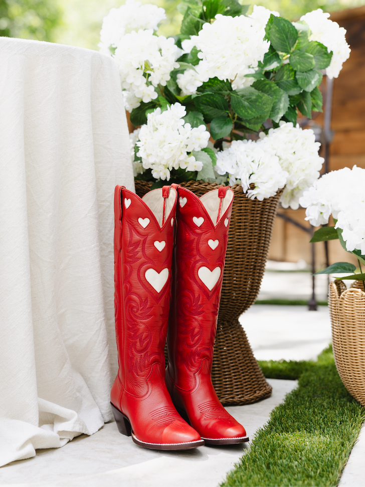 The Heart Boot Red and Bone