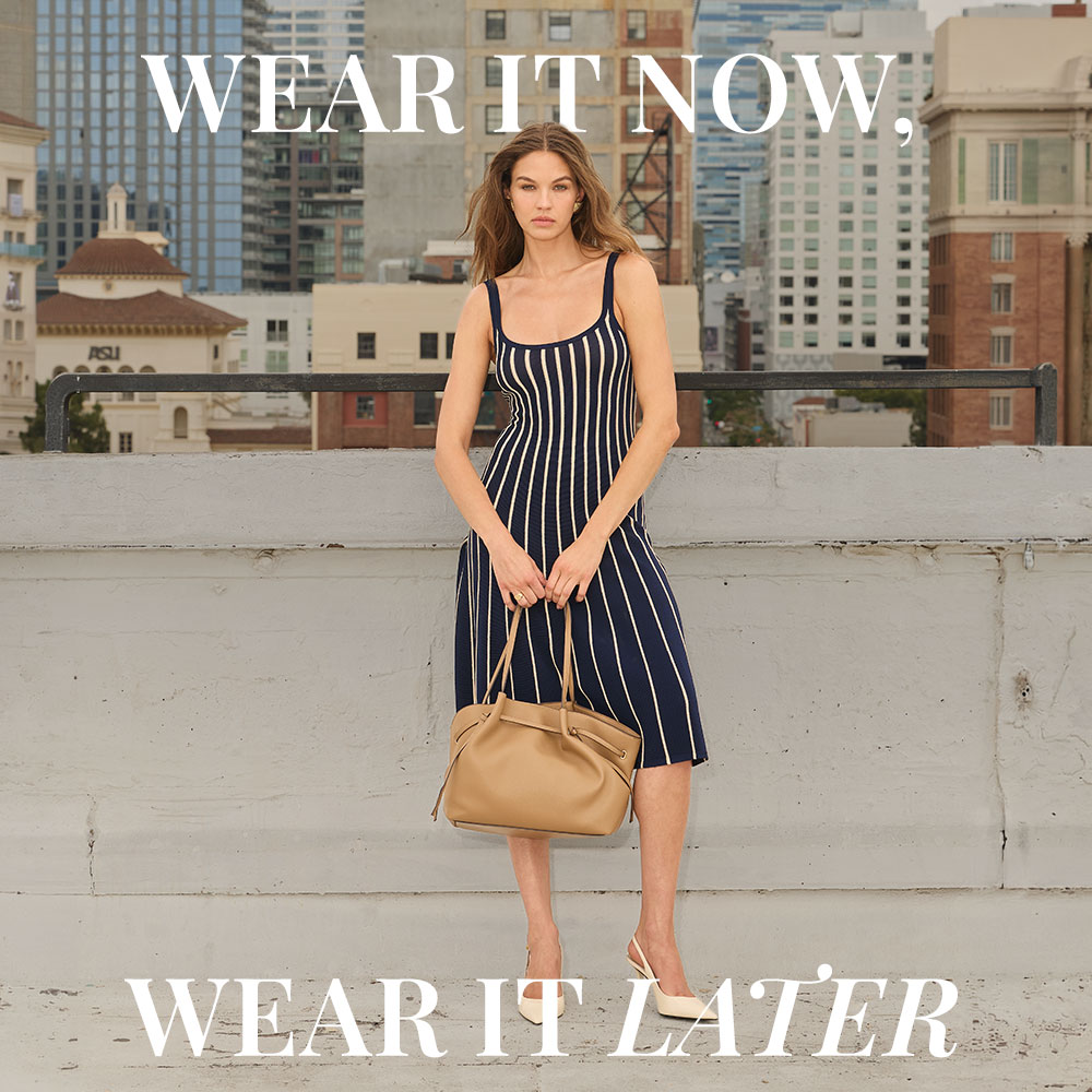Text overlay "Wear it now, wear it later" on image