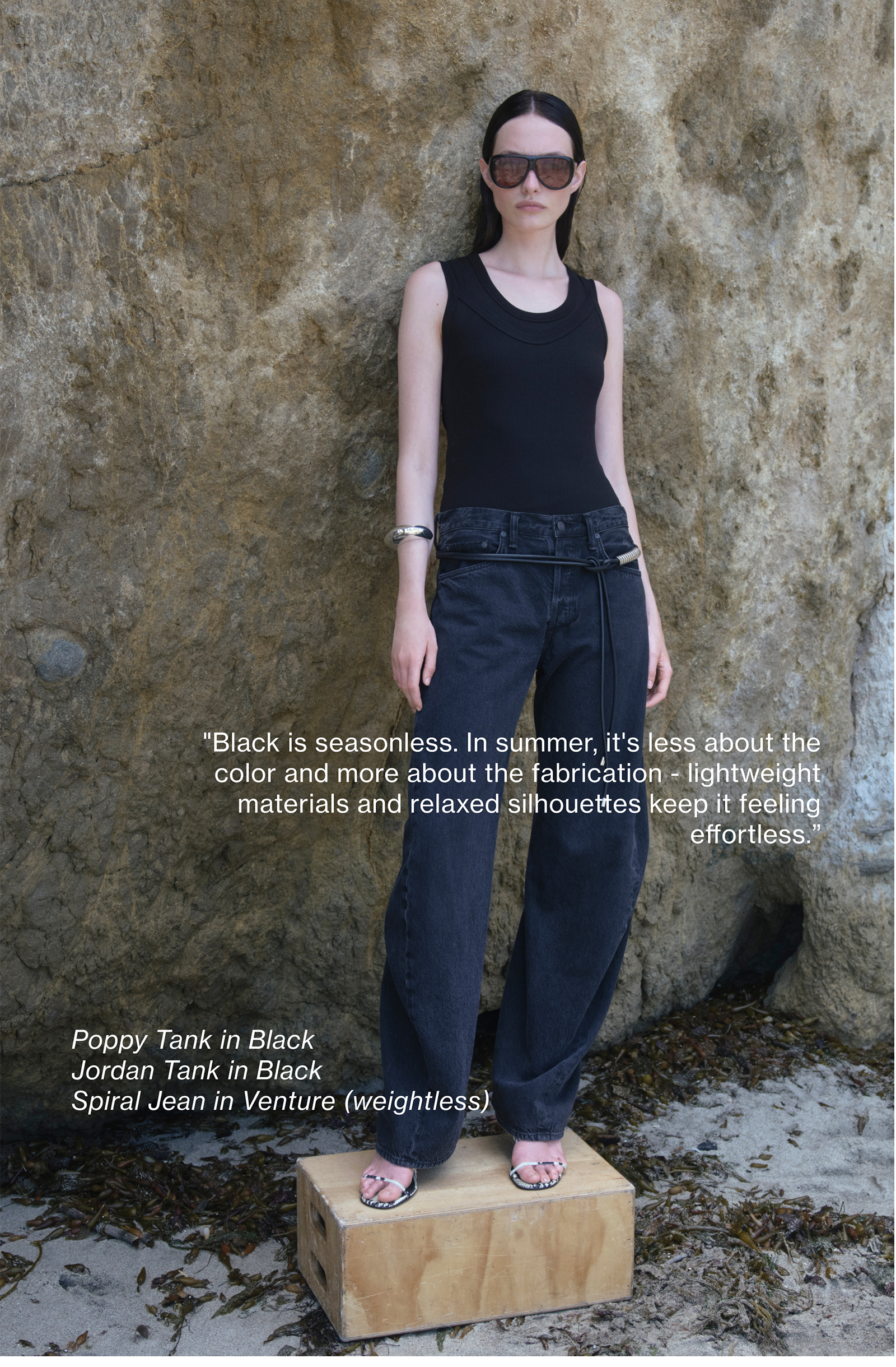 Poppy Tank in Black / Jordan Tank in Black / Spiral Jean in Venture