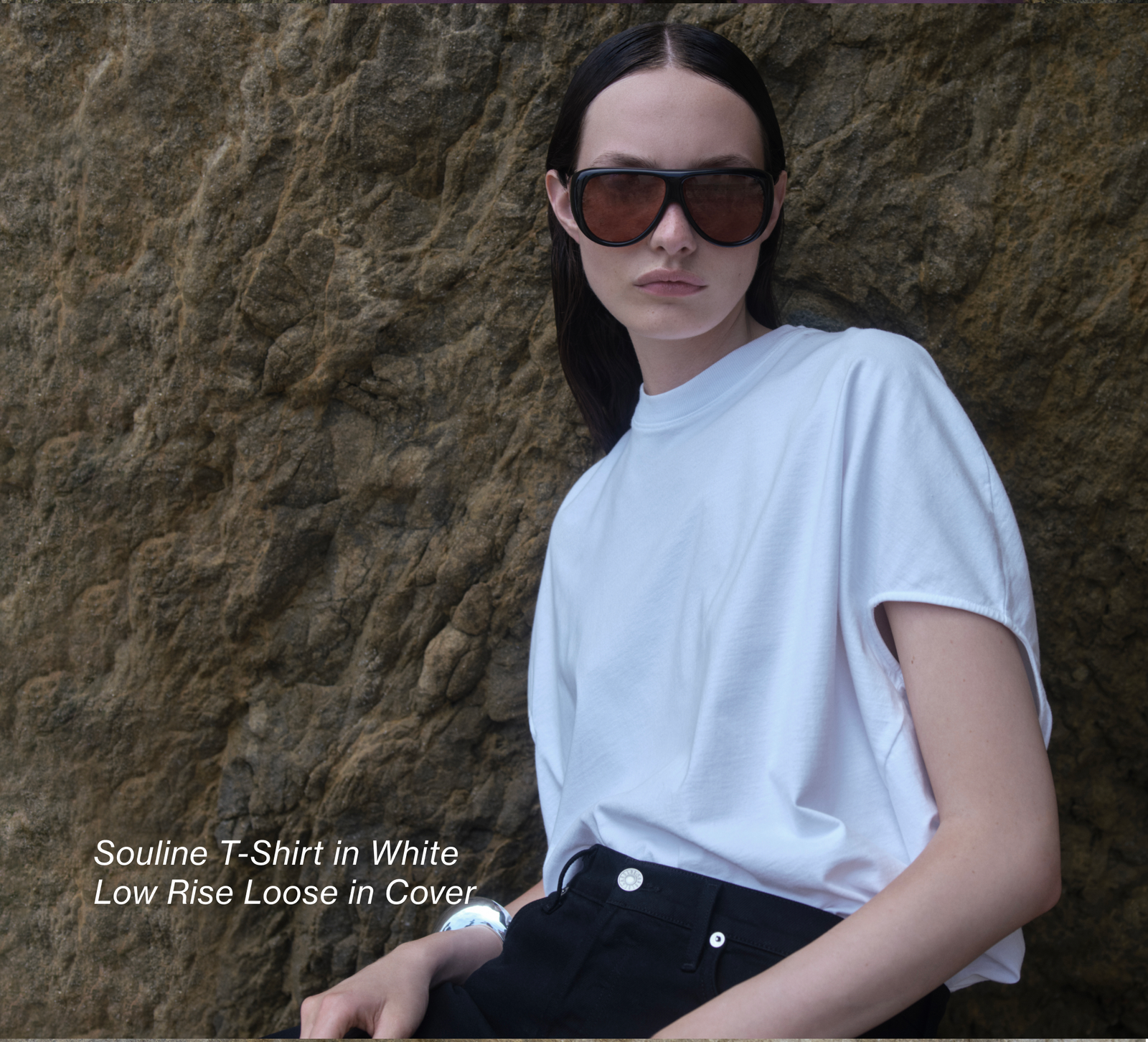 Souline T-Shirt in White / Low Rise Loose in Cover