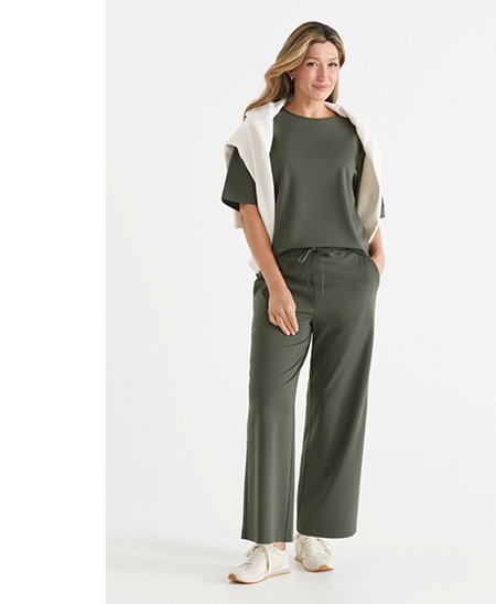 Ponte Drawstring Pant - Khaki