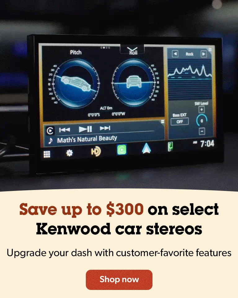 Save up to $300 on select Kenwood car stereos.