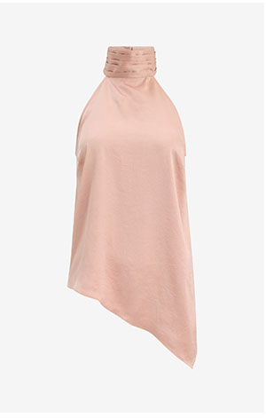 Shop Women's Satin Mock Neck High-Low Top